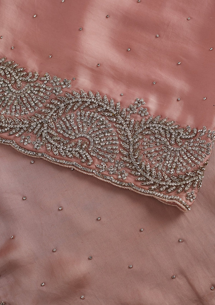 Pink Stonework Satin Designer Saree - koskii