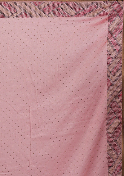 Pink Stonework Satin Saree-Koskii