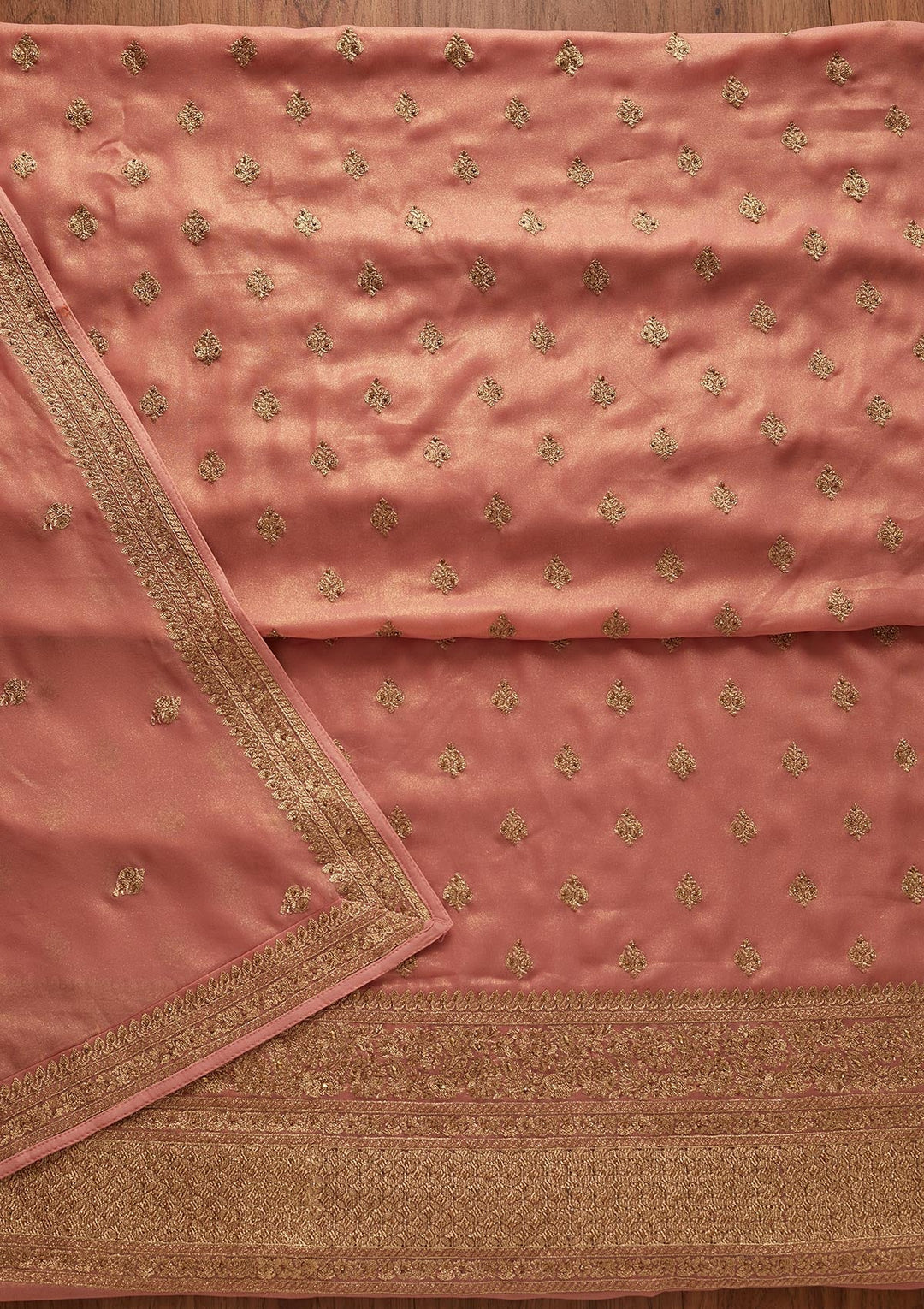 Pink Stonework Shimmer Designer Unstitched Salwar Suit - koskii