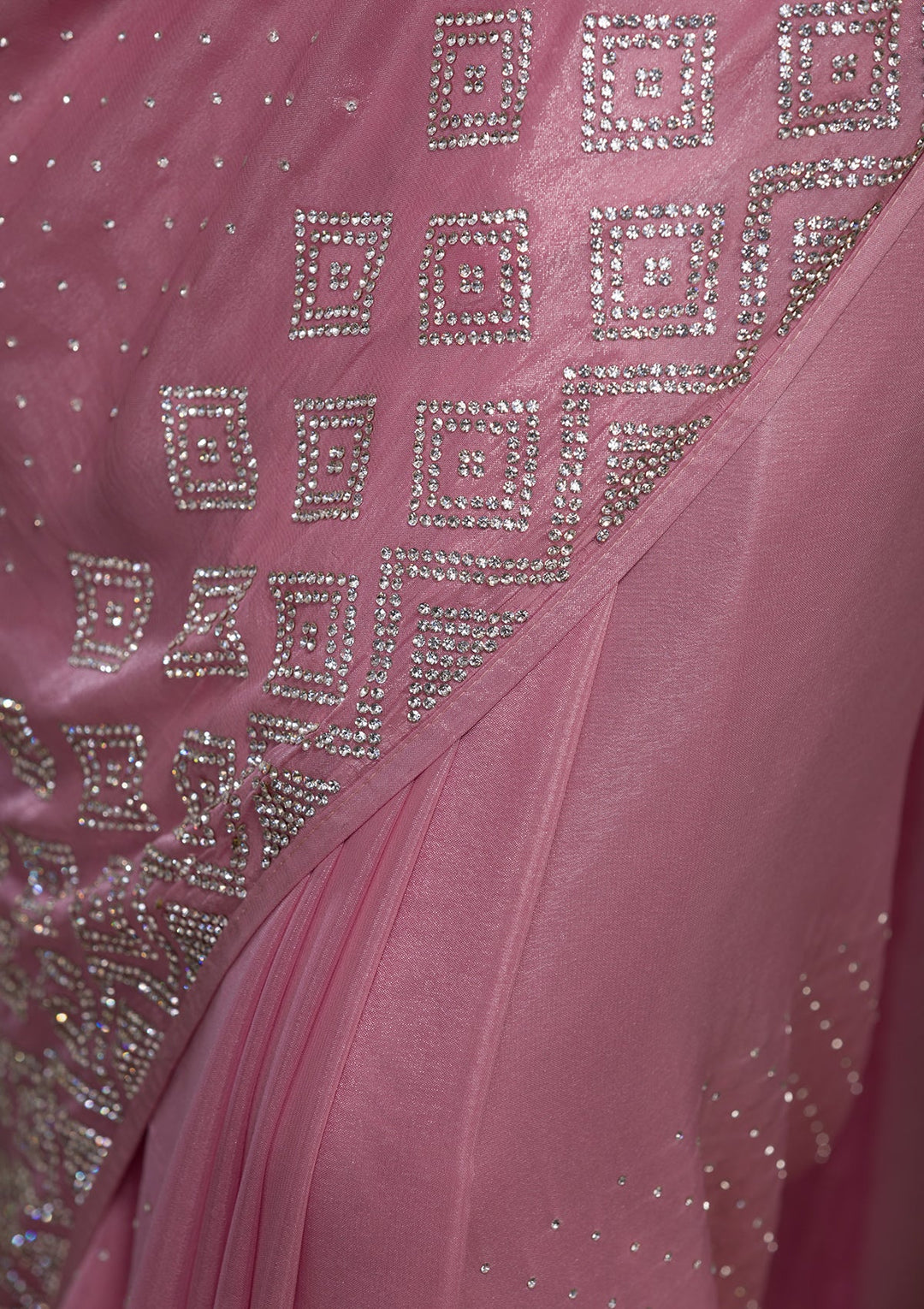 Pink Stonework Shimmer Saree-Koskii
