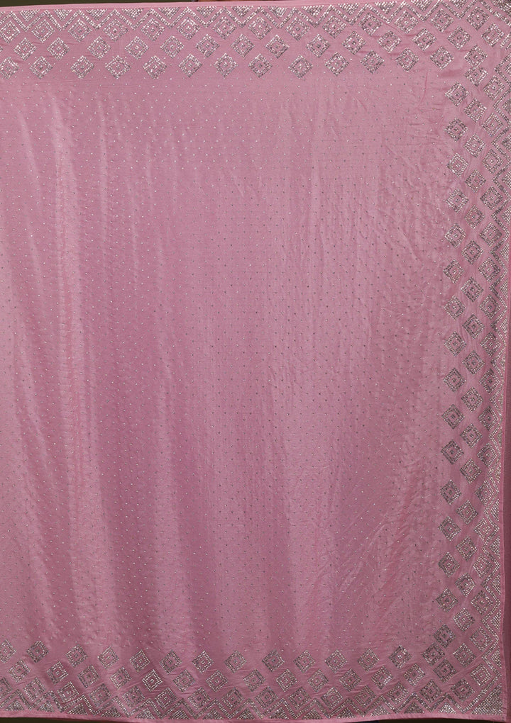 Pink Stonework Shimmer Saree-Koskii