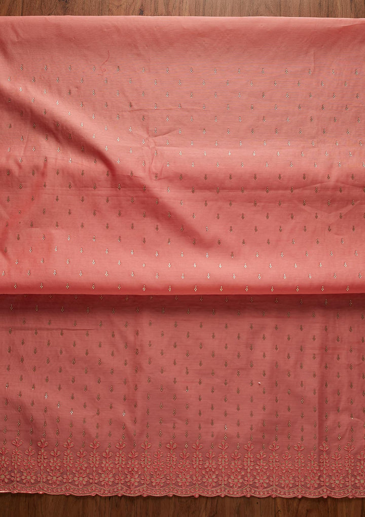 Pink Swarovski Chanderi Designer Unstitched Salwar Suit - koskii