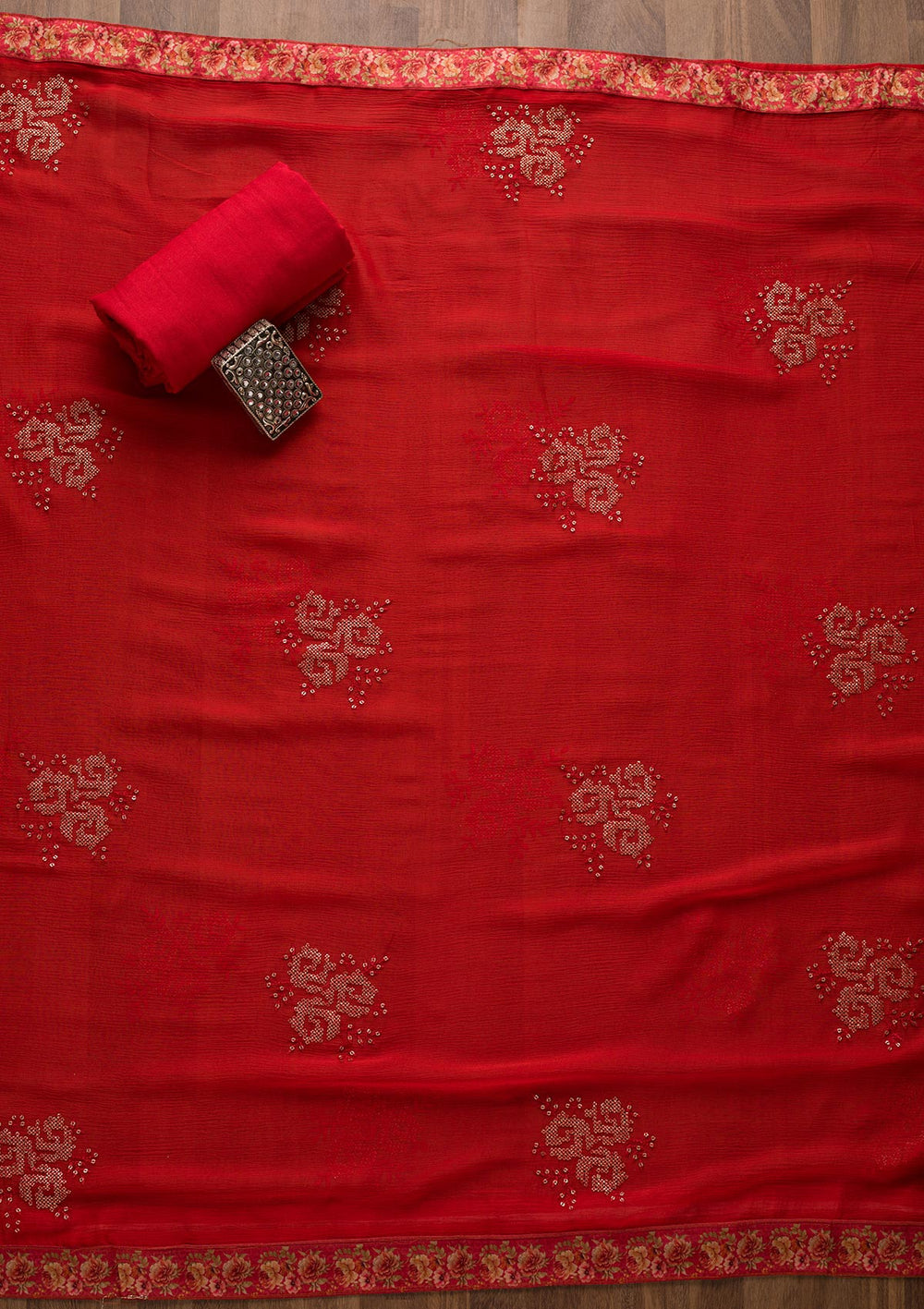Pink Swarovski Georgette Unstitched Salwar Suit-Koskii