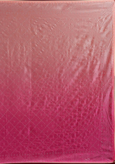 Pink Swarovski Semi Crepe Designer Saree - Koskii