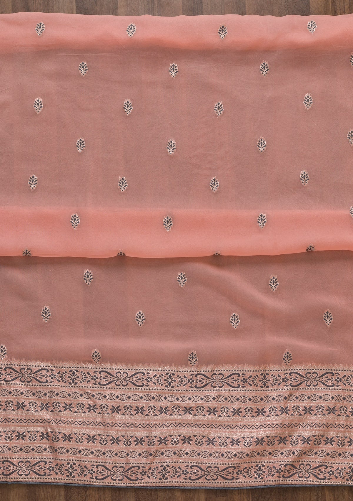 Pink Threadwork Cotton Unstitched Salwar Suit-Koskii