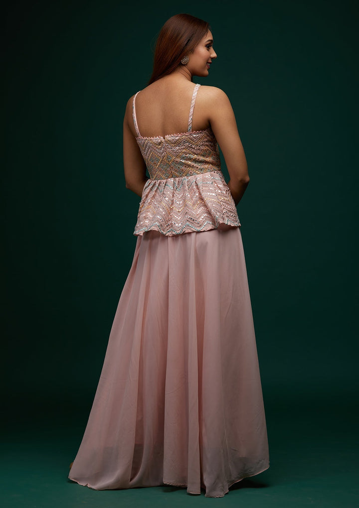 Pink Threadwork Georgette Designer Salwar Suit - Koskii
