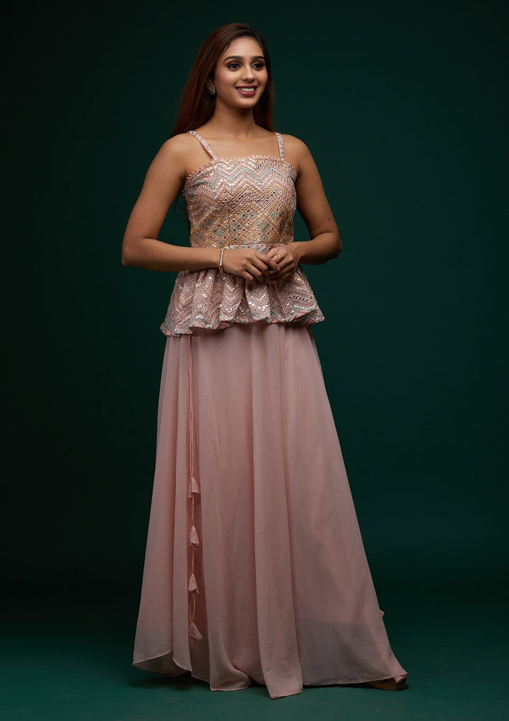 Pink Threadwork Georgette Designer Salwar Suit - Koskii