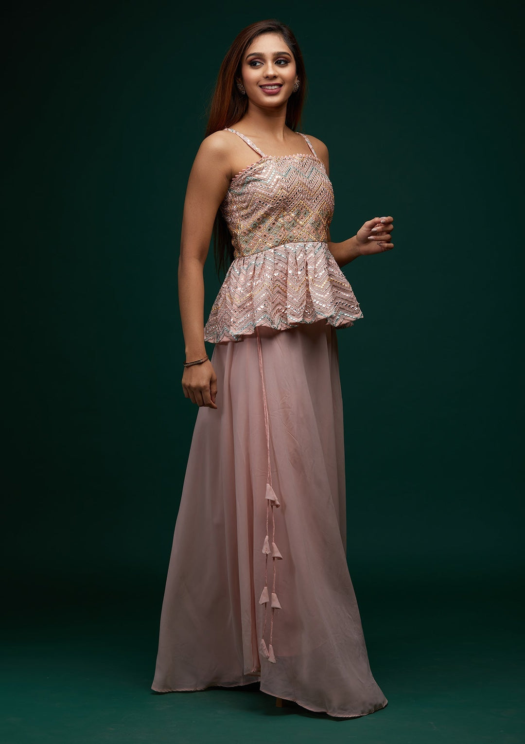 Pink Threadwork Georgette Designer Salwar Suit - Koskii