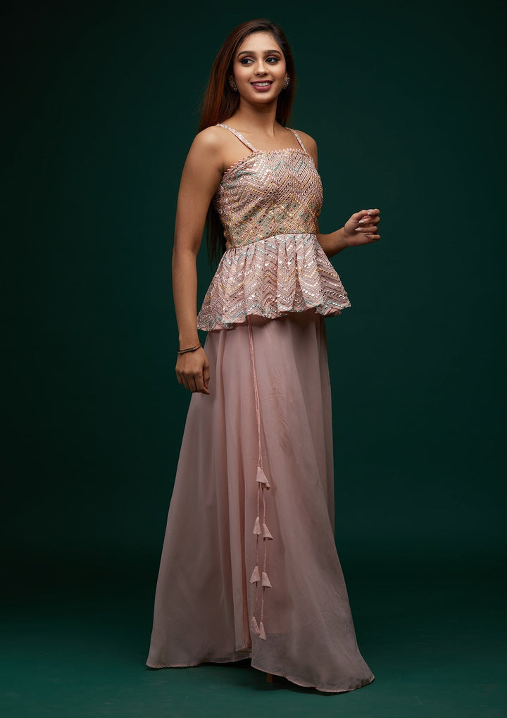 Pink Threadwork Georgette Designer Salwar Suit - Koskii