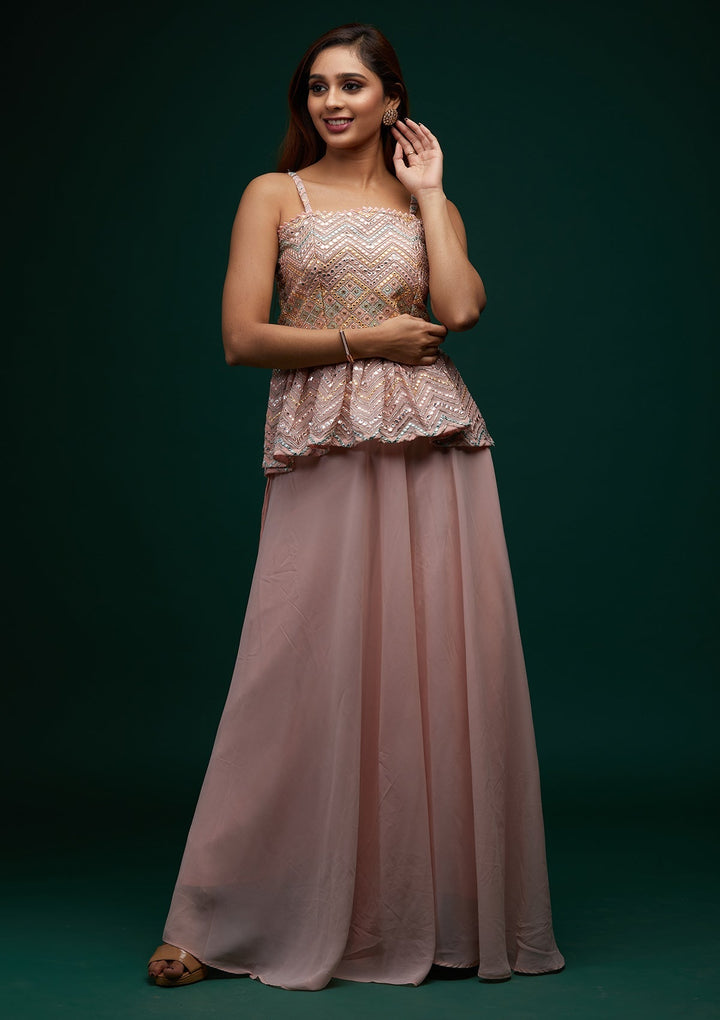 Pink Threadwork Georgette Designer Salwar Suit - Koskii