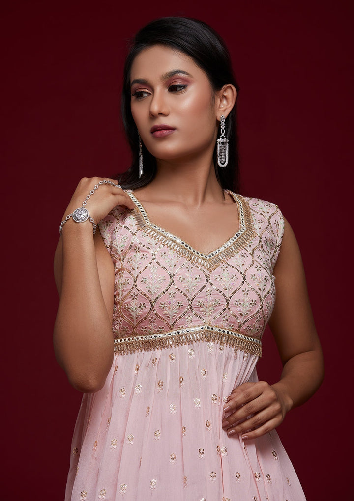 Pink Threadwork Georgette Designer Salwar Suit - Koskii