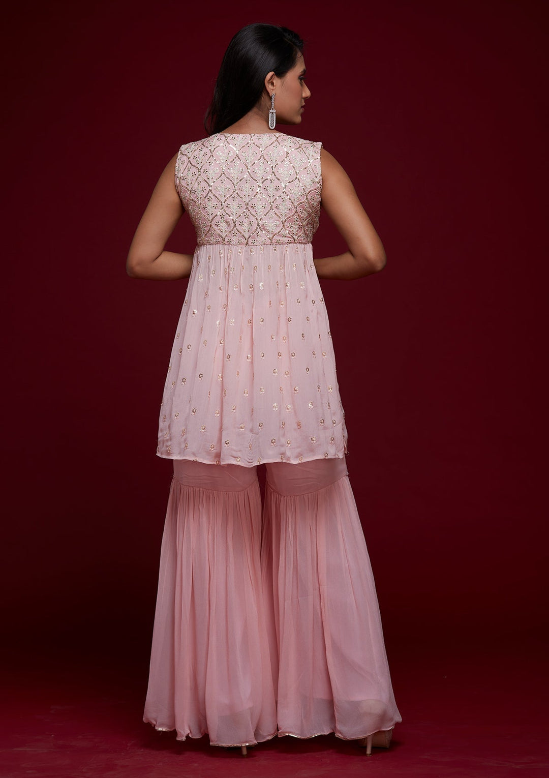 Pink Threadwork Georgette Designer Salwar Suit - Koskii
