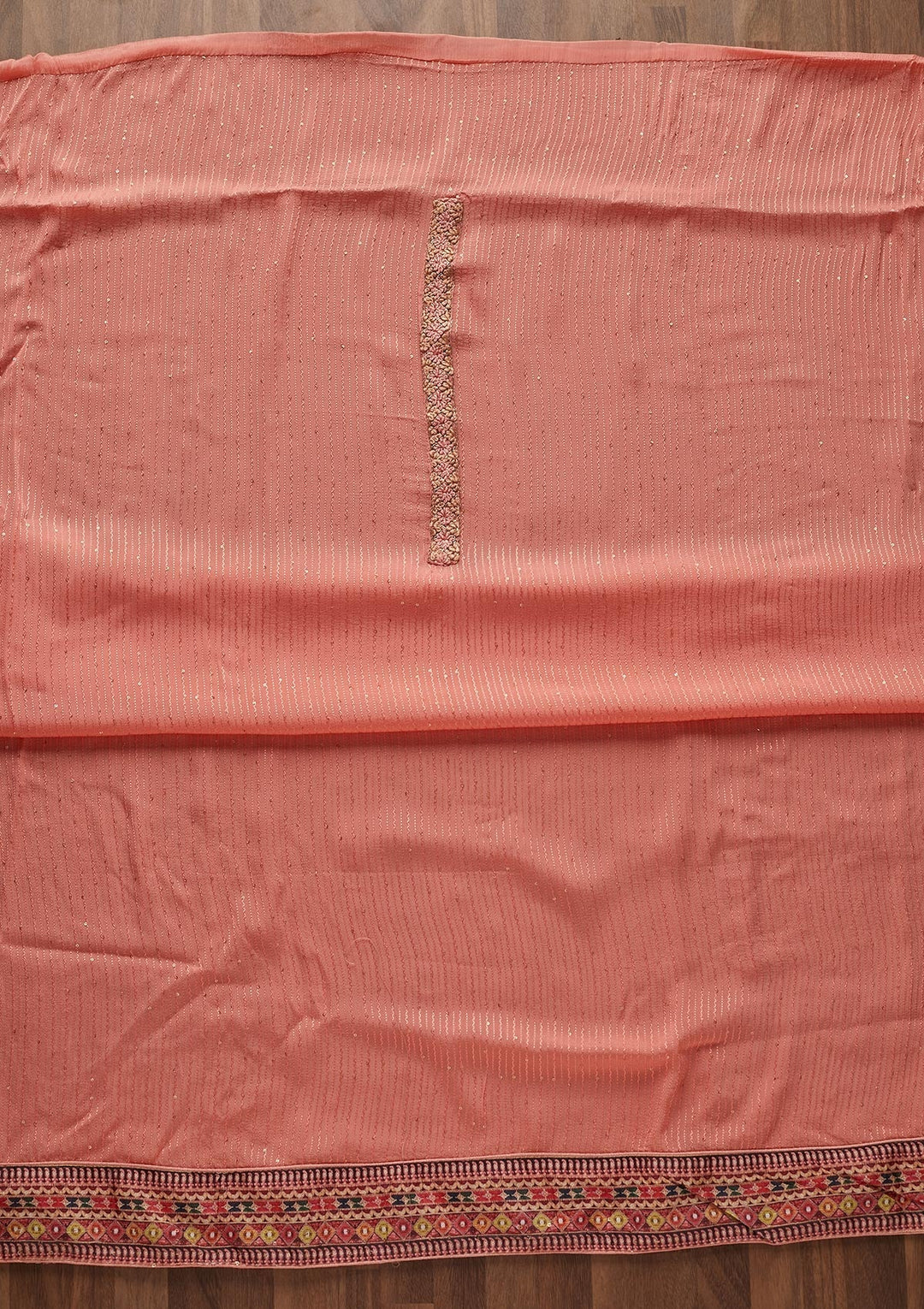 Pink Threadwork Georgette Designer Unstitched Salwar Suit - Koskii