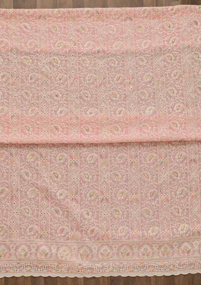 Pink Threadwork Georgette Unstitched Salwar Suit-Koskii