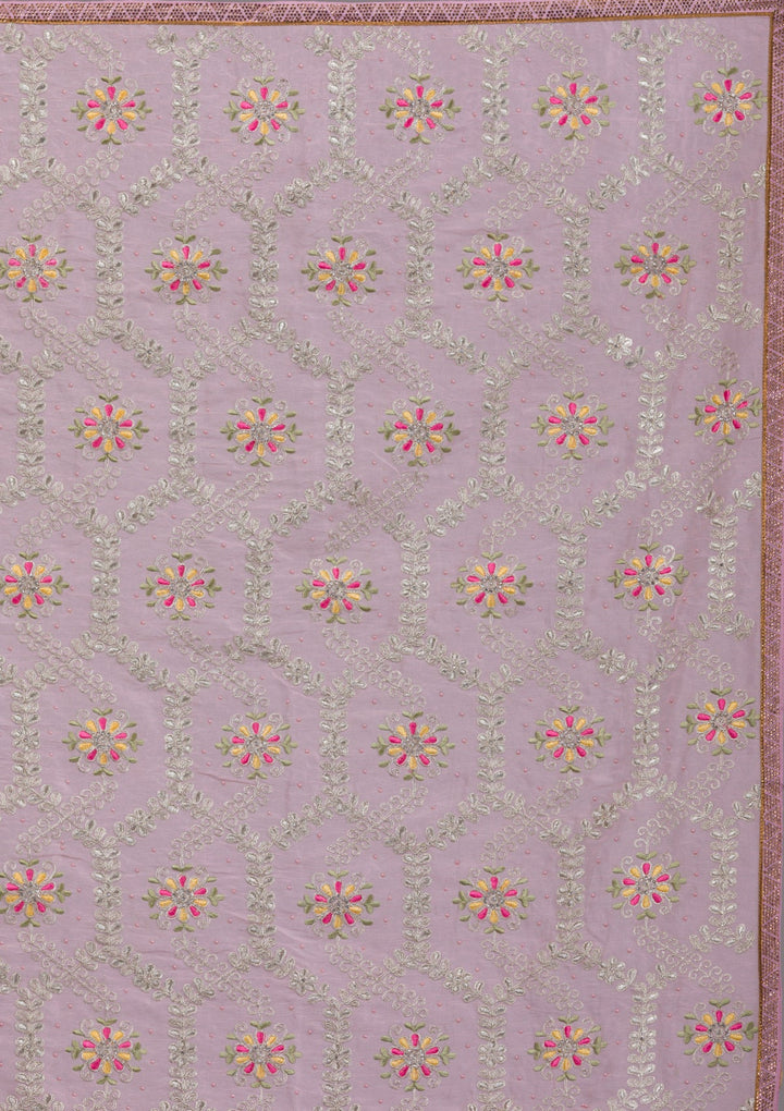Pink Threadwork Georgette Saree-Koskii