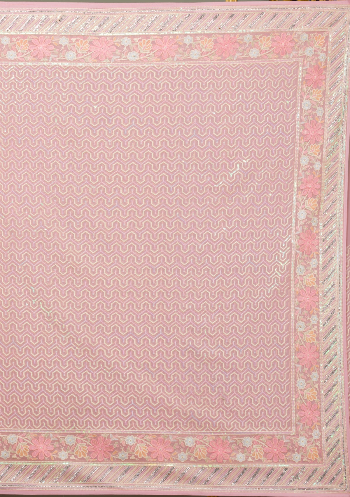 Pink Threadwork Georgette Saree-Koskii