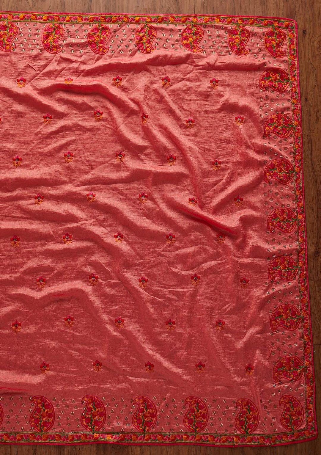 Pink Threadwork Raw Silk Designer Saree - koskii