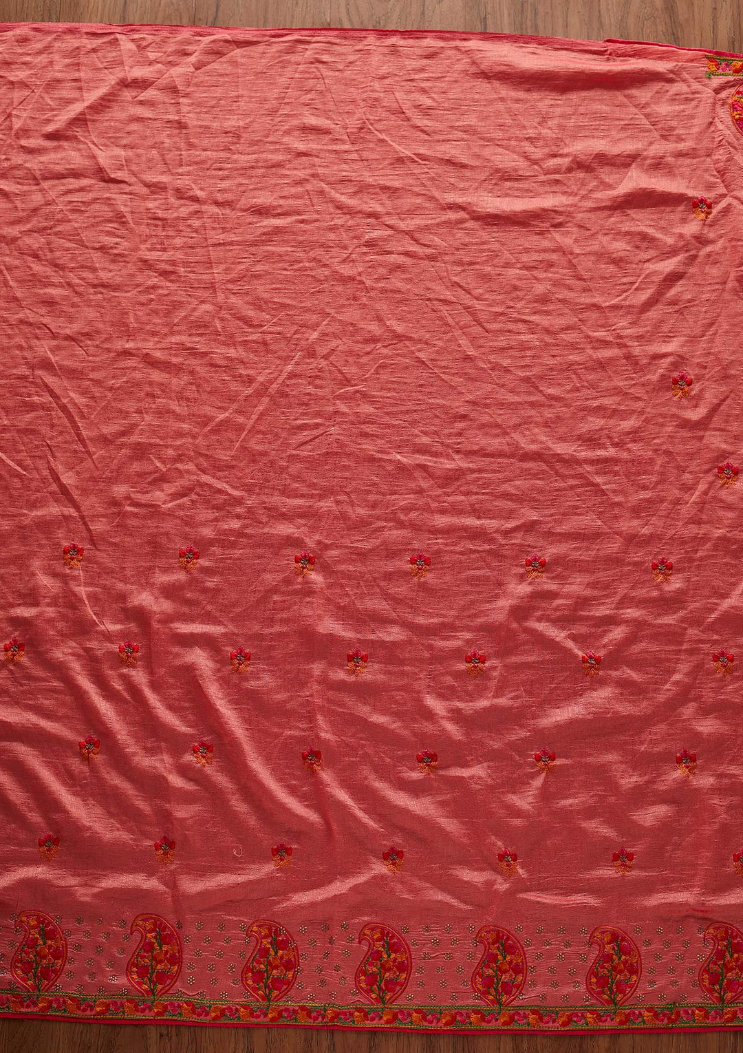 Pink Threadwork Raw Silk Designer Saree - koskii