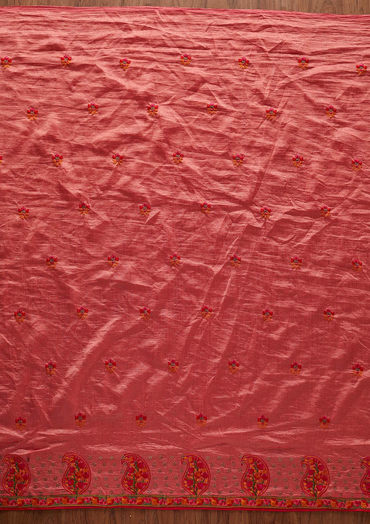 Pink Threadwork Raw Silk Designer Saree - koskii