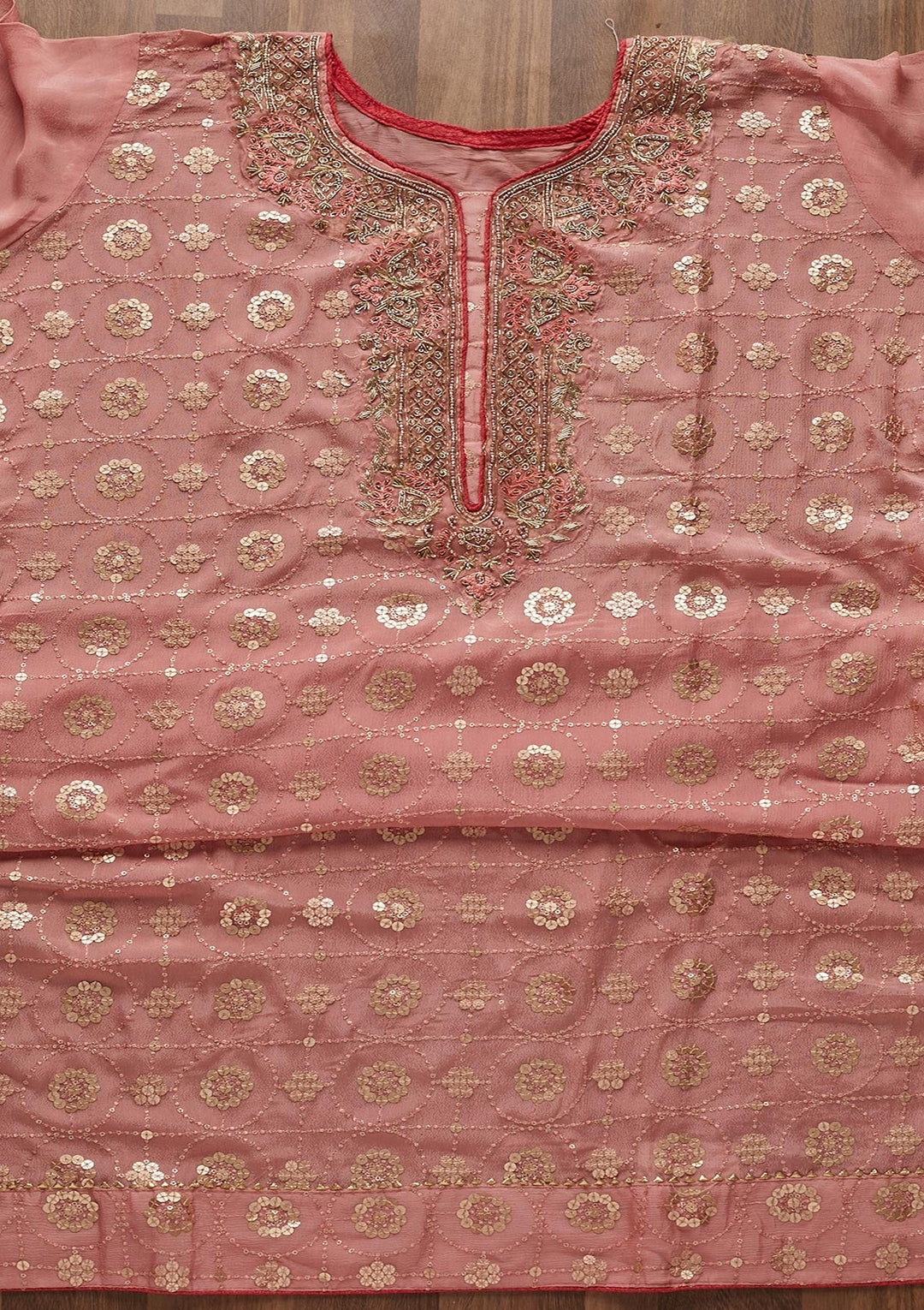 Pink Zardosi Georgette Designer Semi-Stitched Salwar Suit - Koskii
