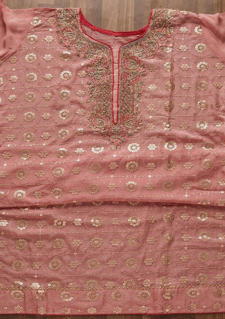 Pink Zardosi Georgette Designer Semi-Stitched Salwar Suit - Koskii