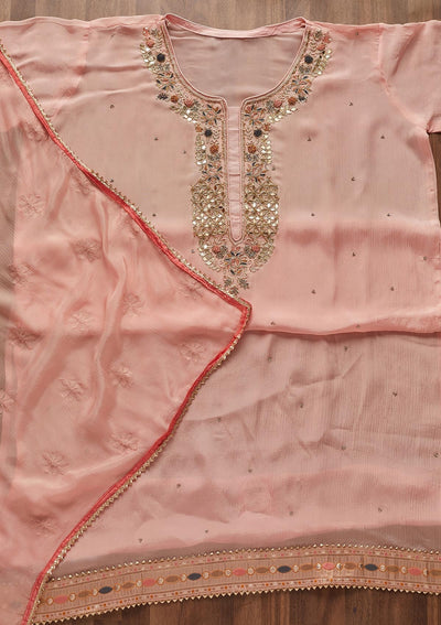 Pink Zardosi Georgette Designer Semi-Stitched Salwar Suit - Koskii