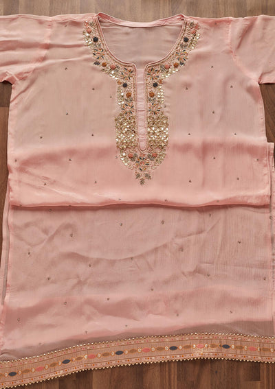 Pink Zardosi Georgette Designer Semi-Stitched Salwar Suit - Koskii