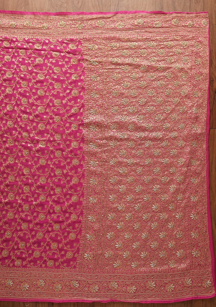 Pink Zardosi Georgette Designer Saree - koskii
