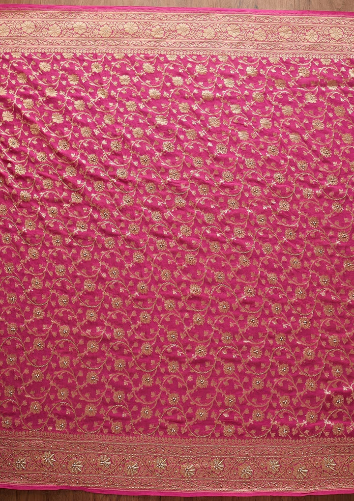 Pink Zardosi Georgette Designer Saree - koskii