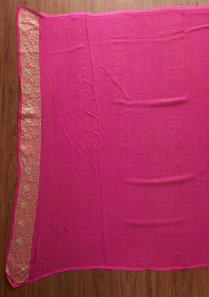 Pink Zardosi Georgette Designer Saree - koskii