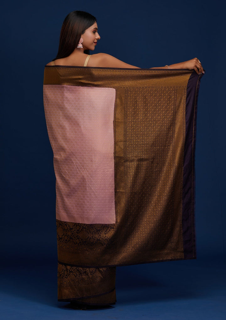 Pink Zariwork Art Silk Designer Saree - Koskii