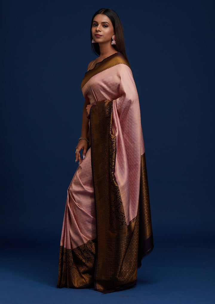 Pink Zariwork Art Silk Designer Saree - Koskii