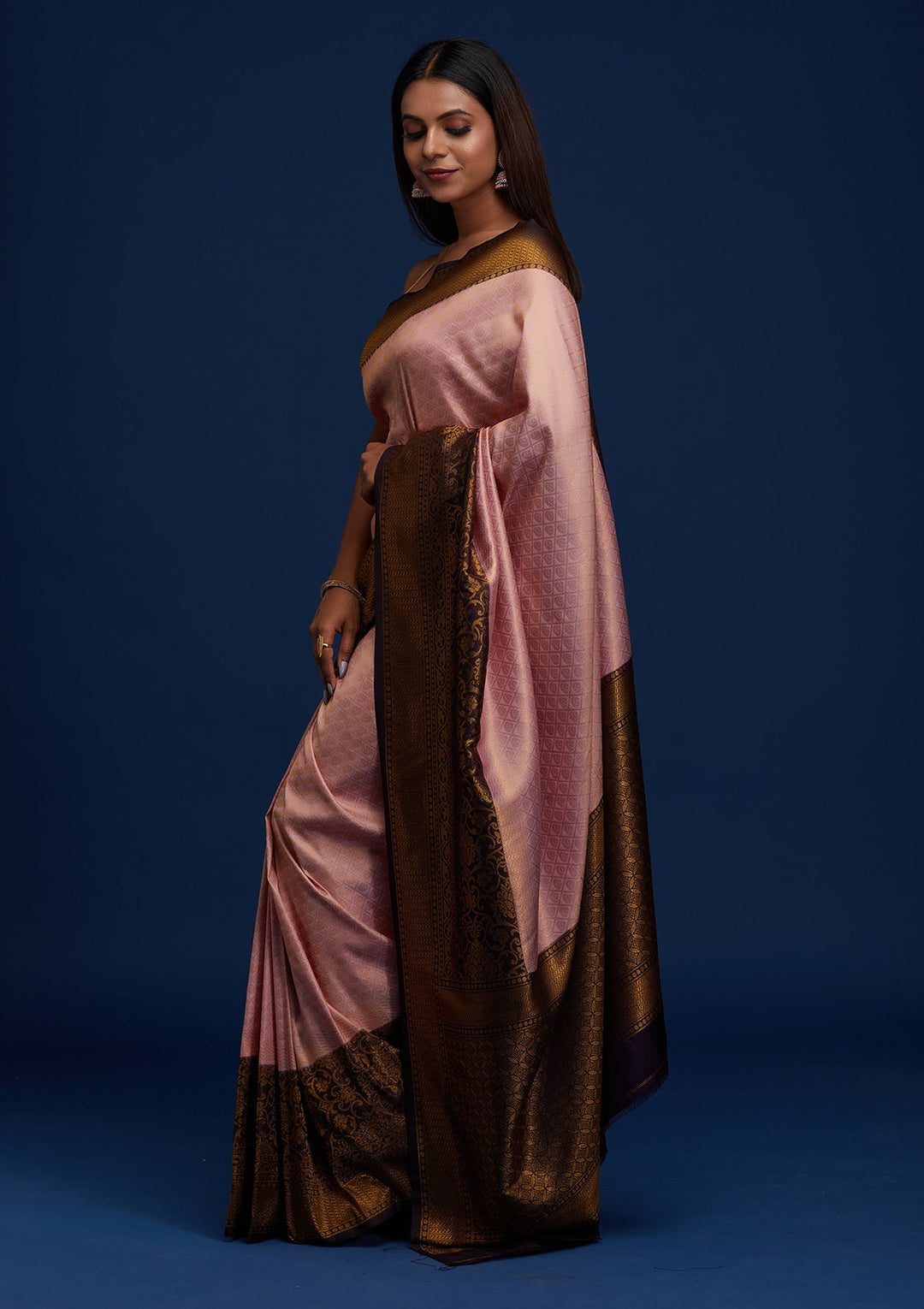 Pink Zariwork Art Silk Designer Saree - Koskii