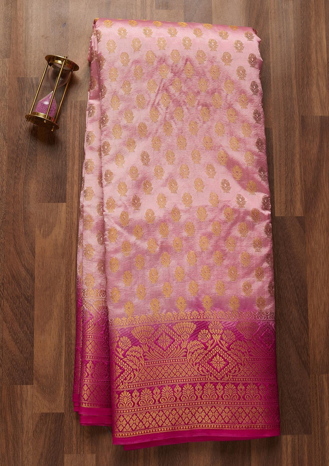 Pink Zariwork Art Silk Saree-Koskii