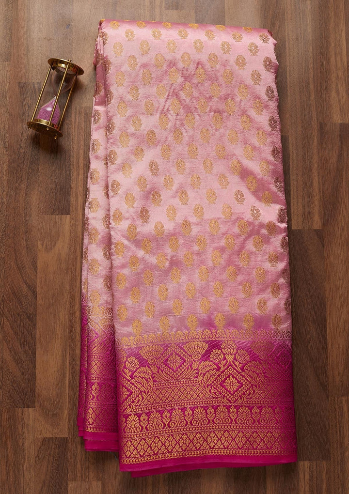 Pink Zariwork Art Silk Saree-Koskii