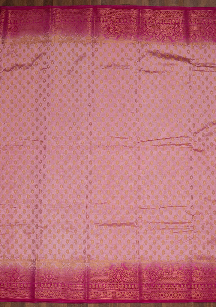 Pink Zariwork Art Silk Saree-Koskii