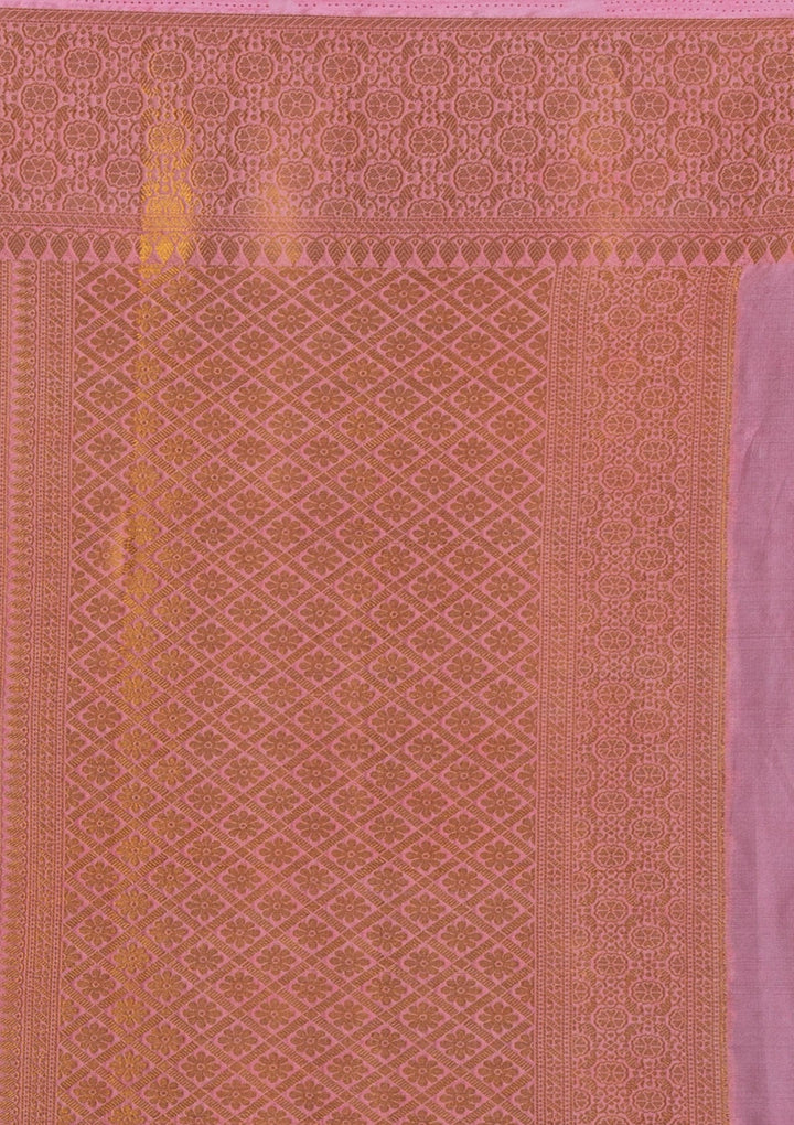 Pink Zariwork Art Silk Saree-Koskii