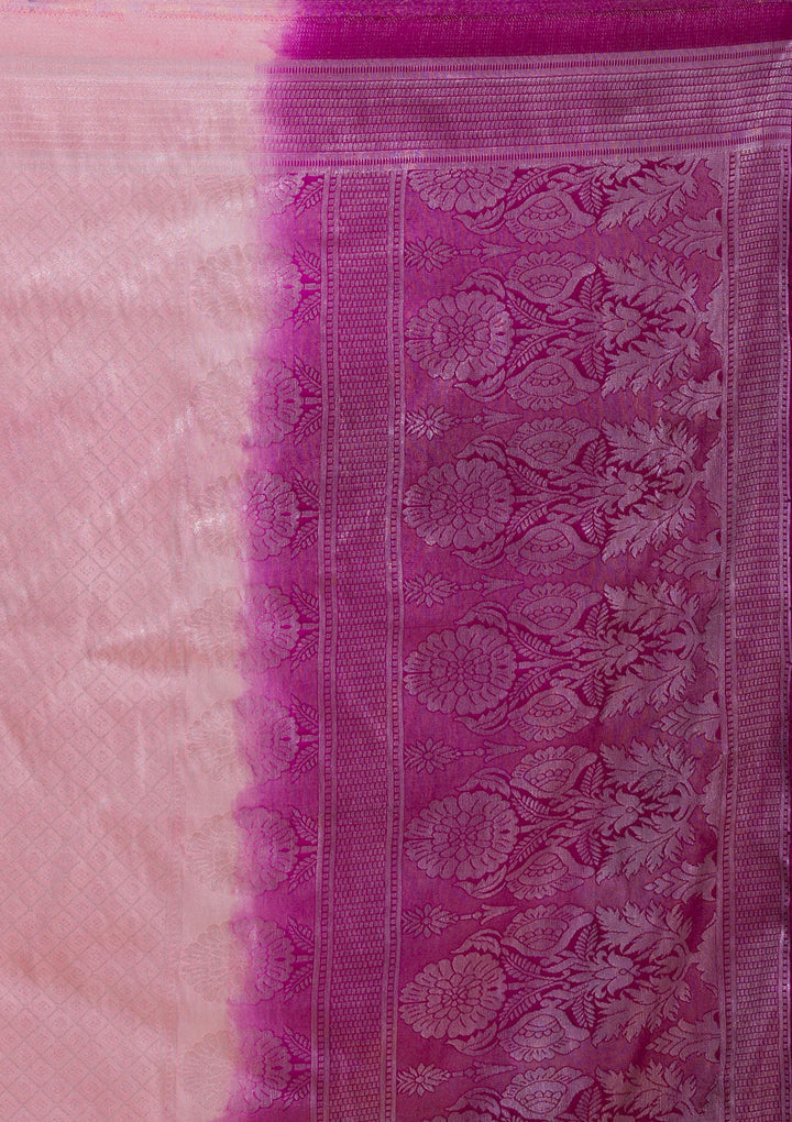 Pink Zariwork Banarasi Saree-Koskii