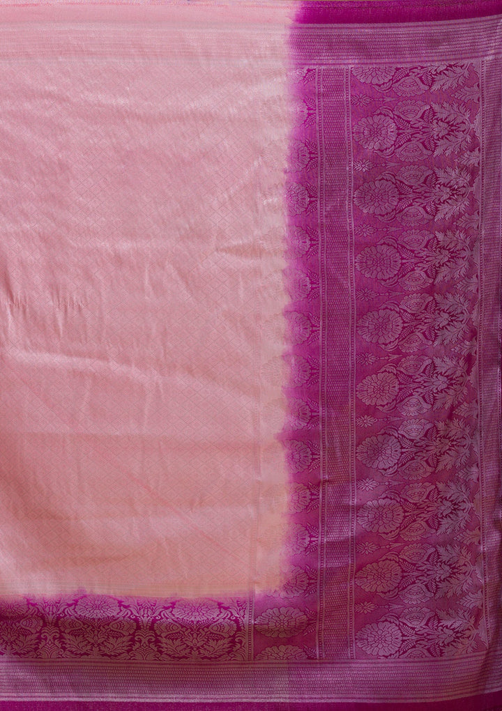 Pink Zariwork Banarasi Saree-Koskii