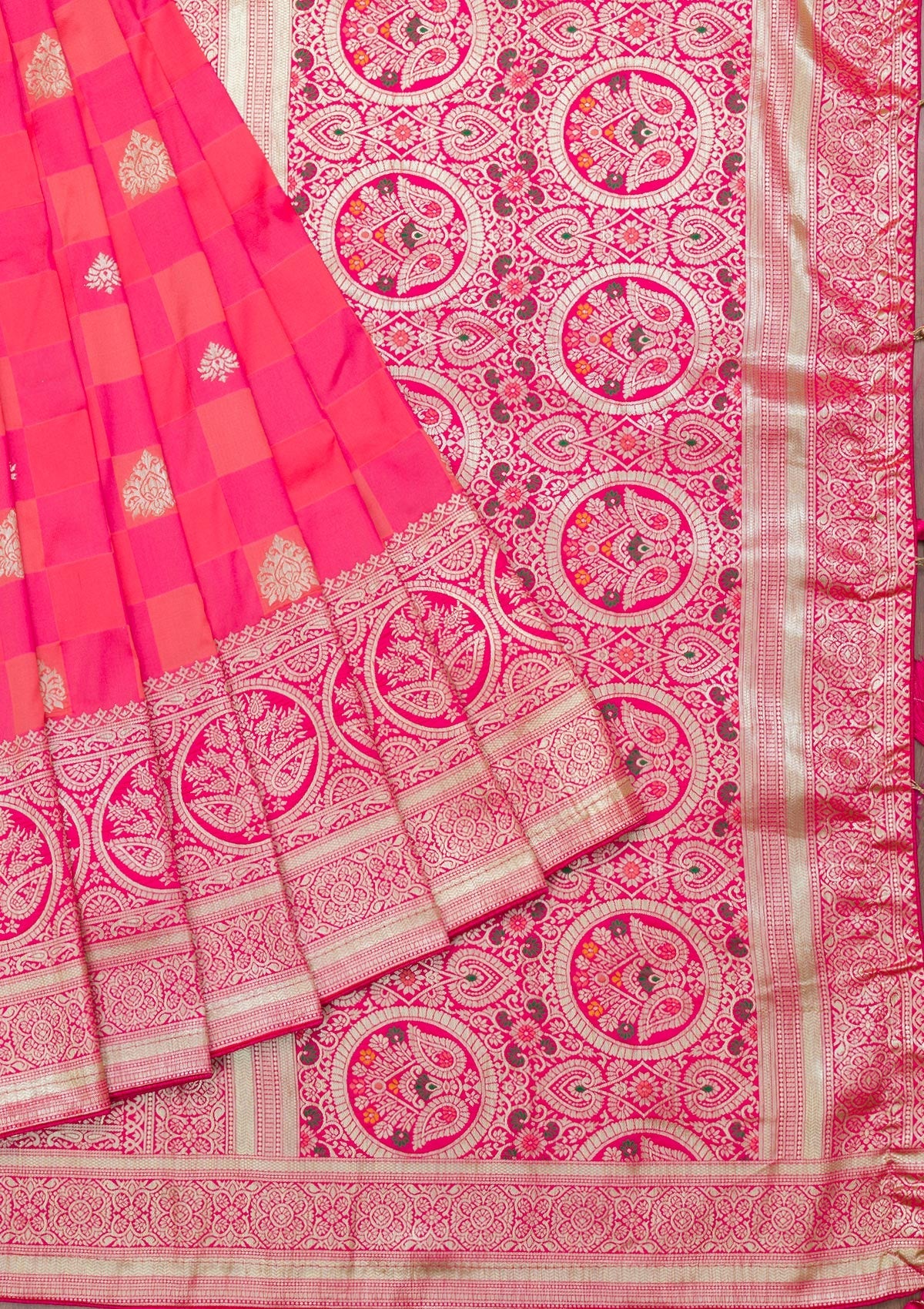 Pink Zariwork Art Silk Saree-Koskii