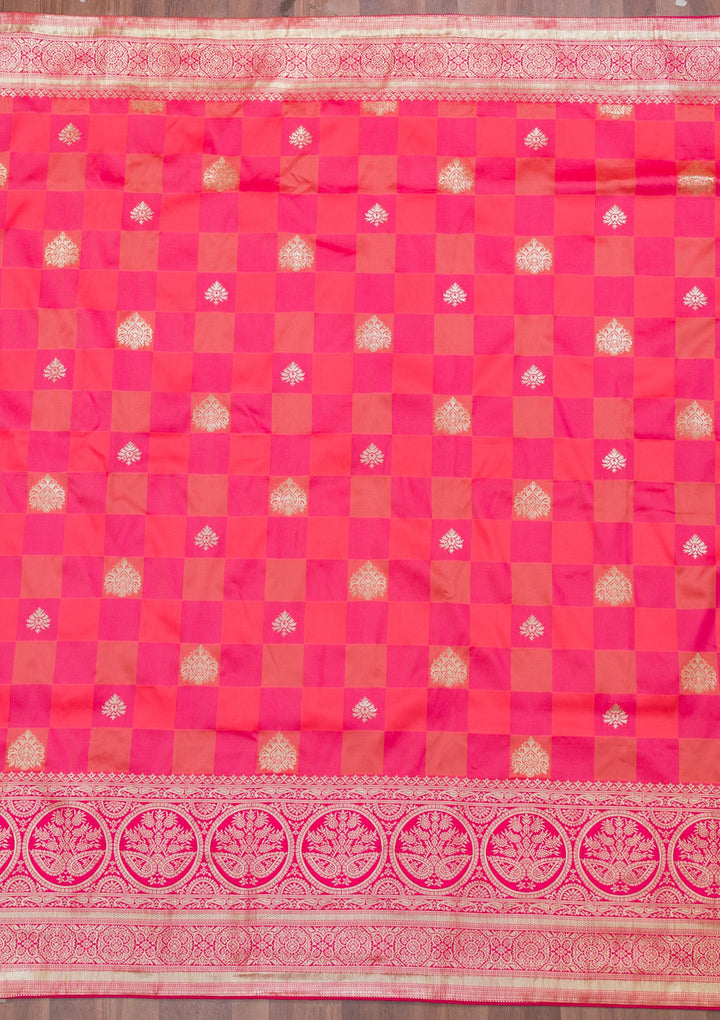 Pink Zariwork Art Silk Saree-Koskii
