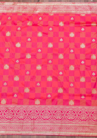 Pink Zariwork Art Silk Saree-Koskii