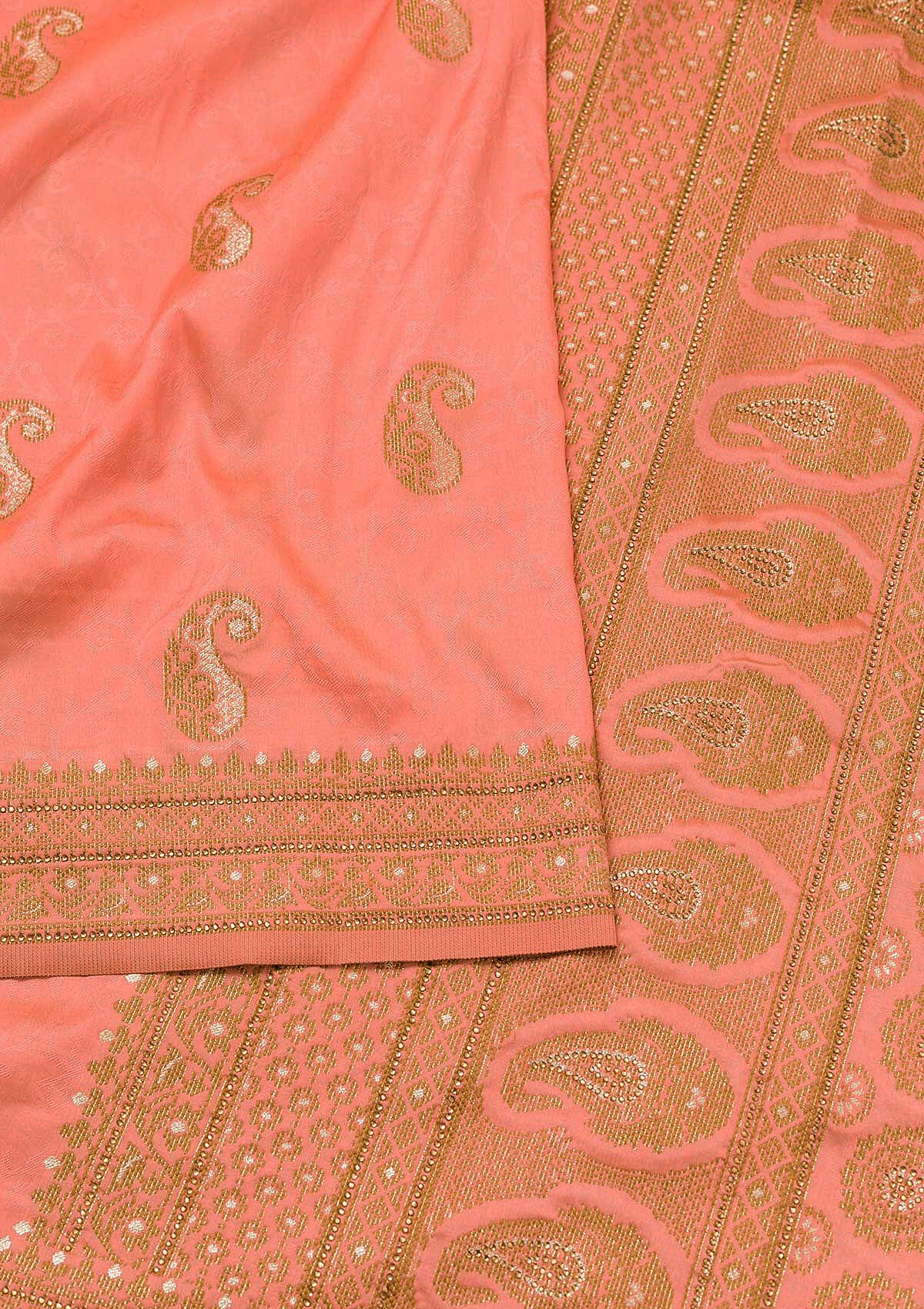 Pink Zariwork Brocade Saree-Koskii