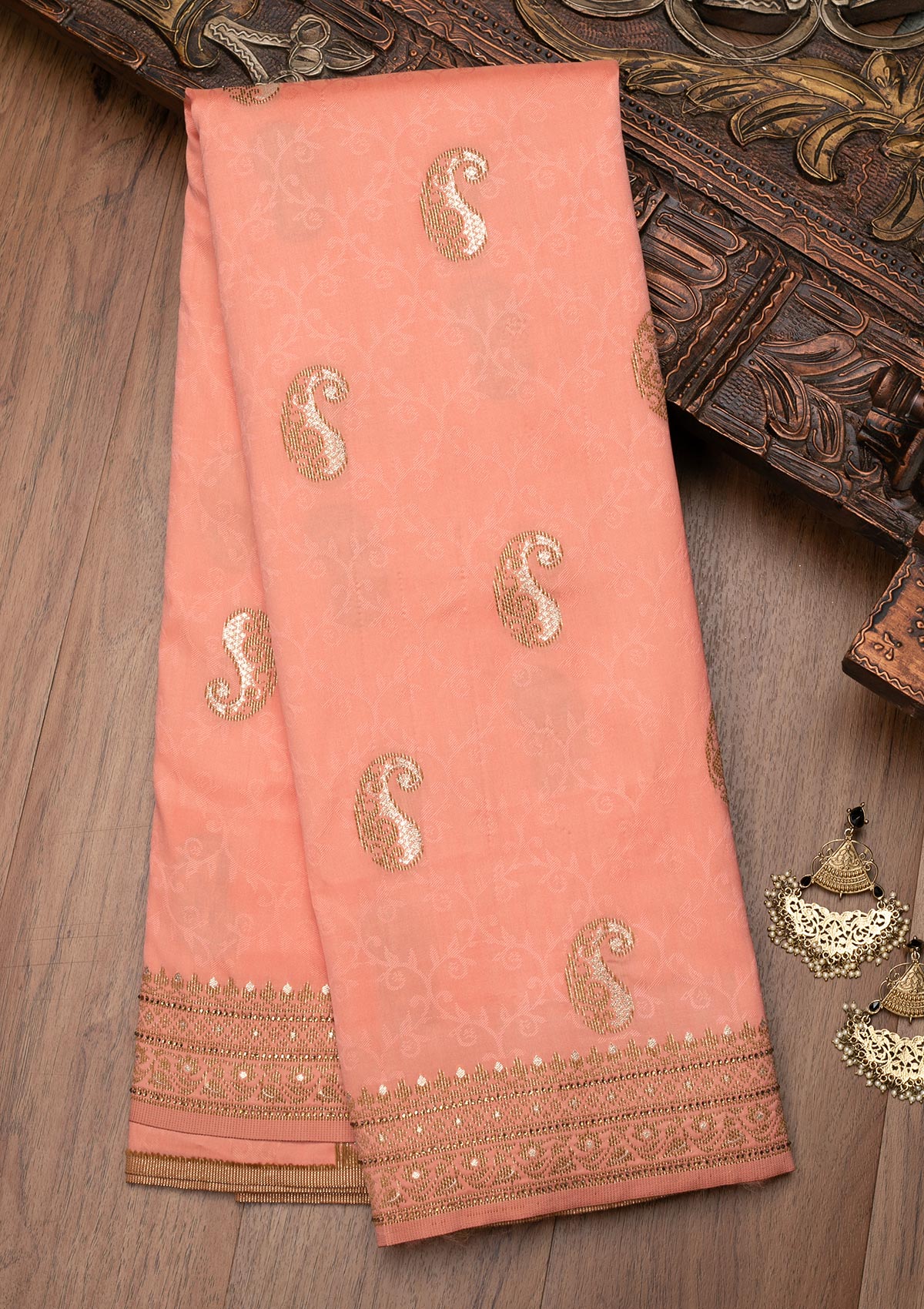 Pink Zariwork Art Silk Saree-Koskii