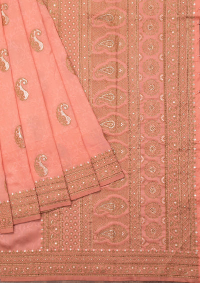 Pink Zariwork Art Silk Saree-Koskii