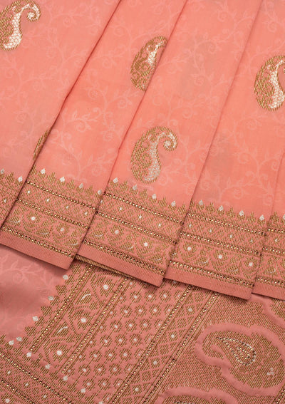 Pink Zariwork Art Silk Saree-Koskii