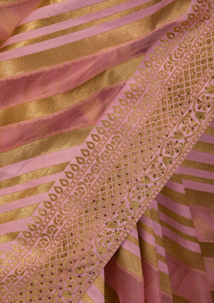 Pink Zariwork Art Silk Saree-Koskii