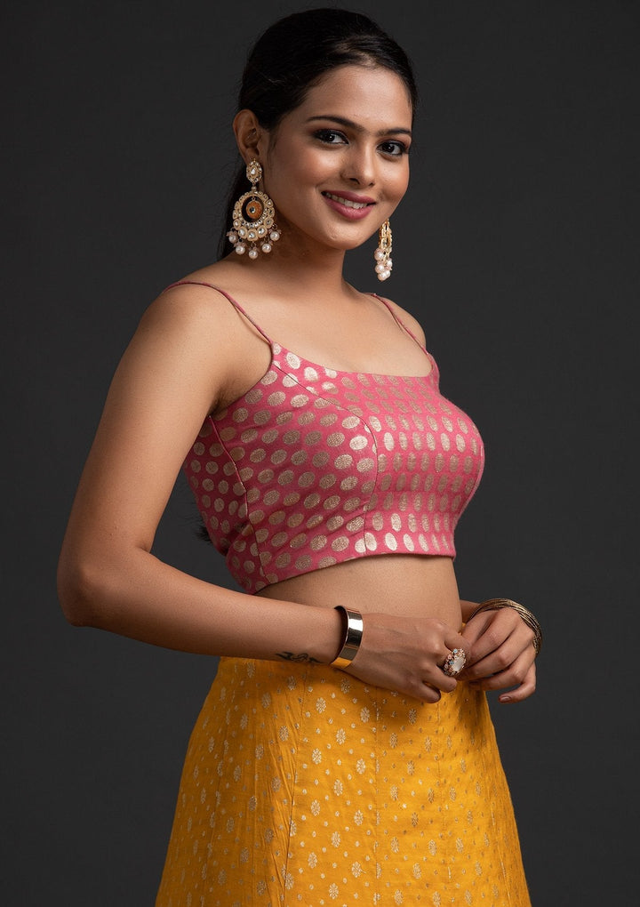 Pink Zariwork Banarasi Designer Blouse - koskii