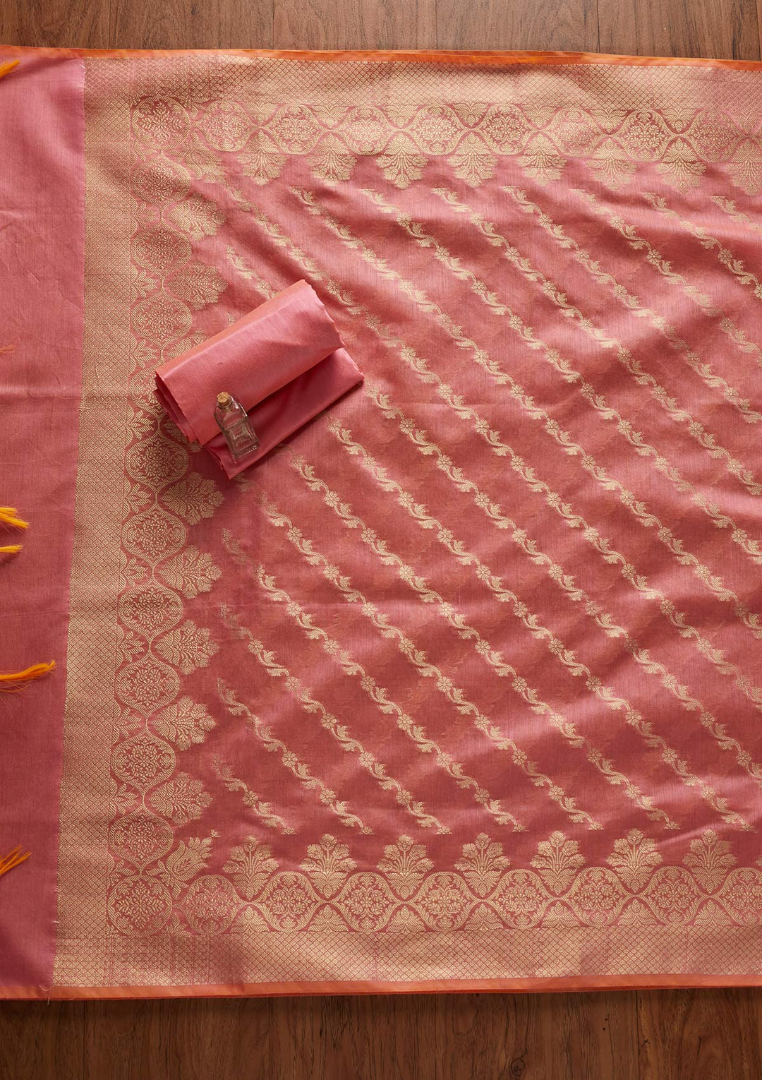 Pink Zariwork Banarasi Designer Unstitched Salwar Suit - koskii