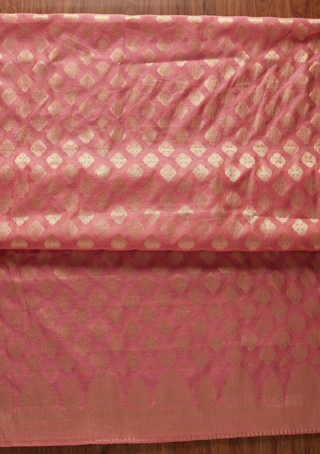 Pink Zariwork Banarasi Designer Unstitched Salwar Suit - koskii